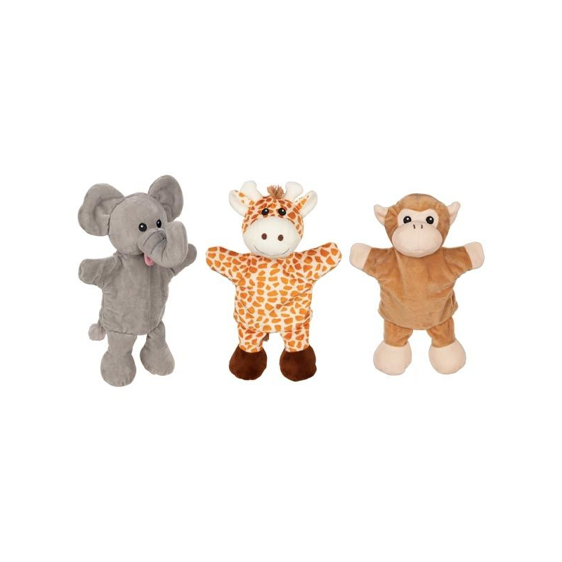Pacynki z nóżkami - żyrafa, małpka, słoń