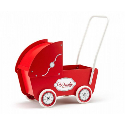 Czerwony wózek dla lalek