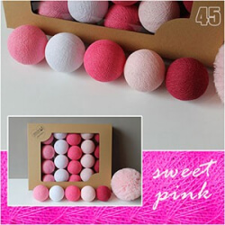 Świecące kule cotton balls sweet pink - 10szt