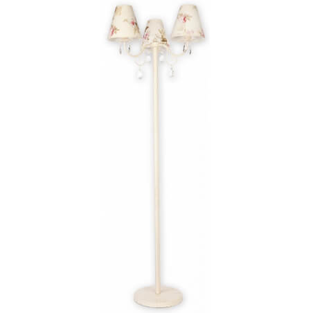 Velio Abażur lampa podłogowa 3 pł. kwiaty + antyczna biel