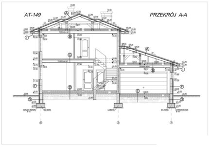 Przekrj ATS-149 Projekt Budynku mieszkalnego w nowoczesnym stylu z garaem CE
