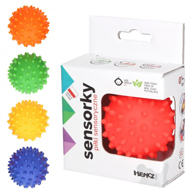 Piłeczka sensoryczna jeżyk w pudełku różne kolory