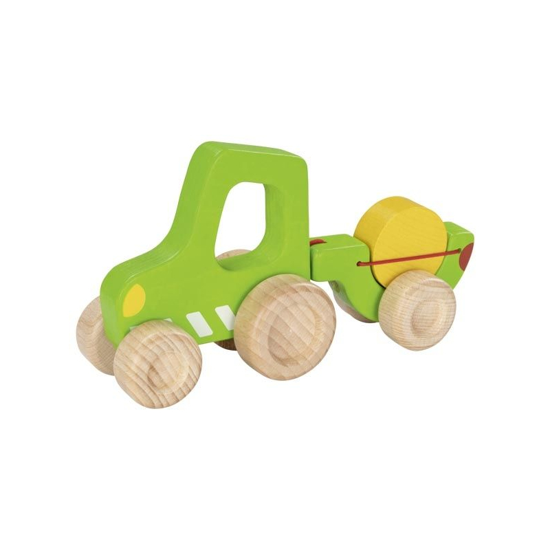 Zielony traktor z przyczepką