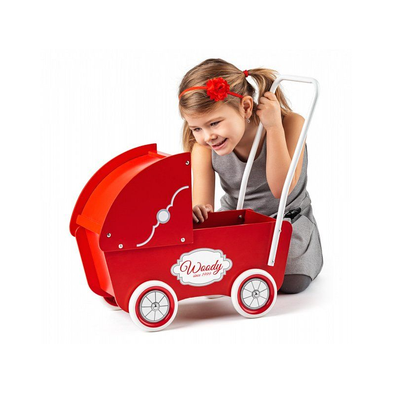 Czerwony wózek dla lalek