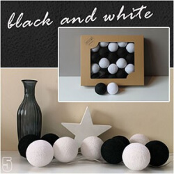 Świecące kule Cotton Balls black&white - 10szt
