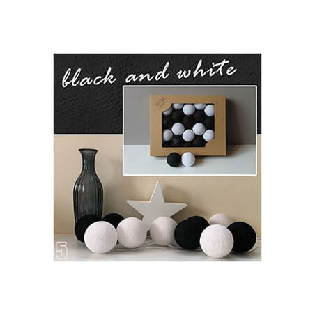 Świecące kule Cotton Balls black&white - 10szt