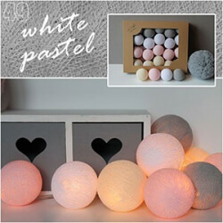 Świecące kule cotton balls white pastel - 10szt