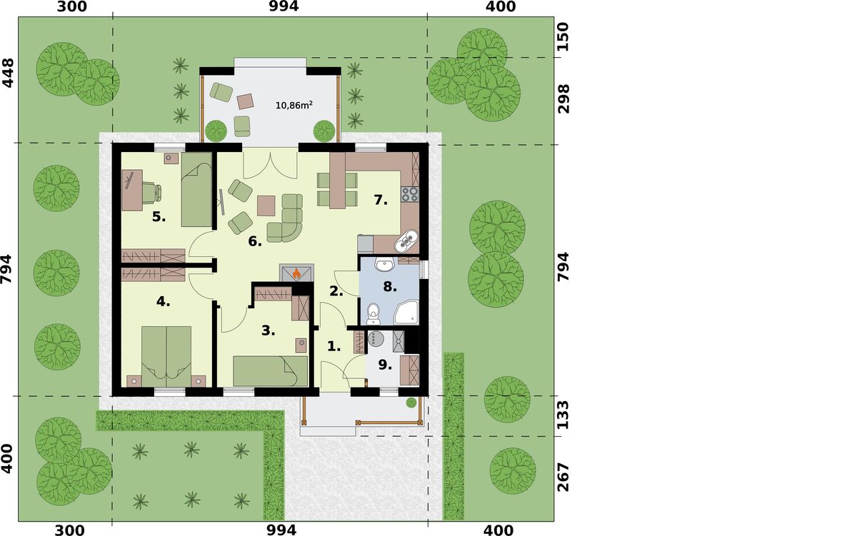 Rzut PT LA PALMA 2 C dom mieszkalny, caoroczny CE