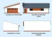 Elewacja PT G318 szkielet drewniany gara dwustanowiskowy z pomieszczeniem gospodarczym CE