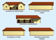 Elewacja PT S32 Stajnia angielska dla koni z boksami z wyjciem na zewntrz  - 6 boksw CE