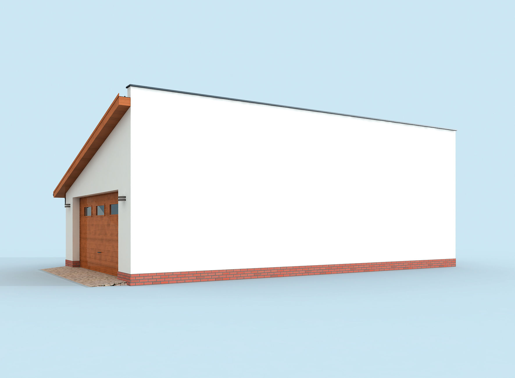 Wizualizacja PT G318 szkielet drewniany garaż dwustanowiskowy z pomieszczeniem gospodarczym CE