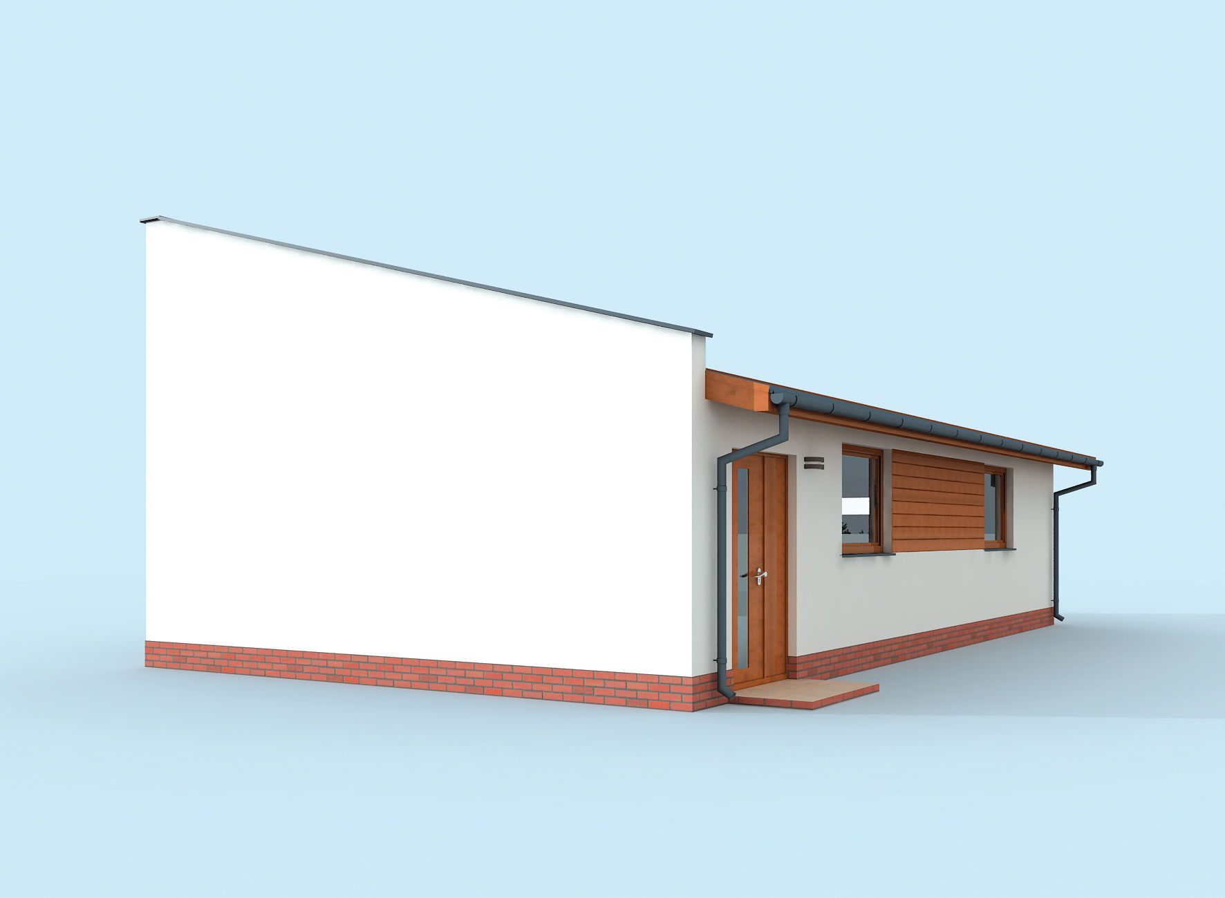 Wizualizacja PT G318 szkielet drewniany garaż dwustanowiskowy z pomieszczeniem gospodarczym CE