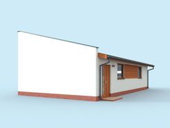 Wizualizacja PT G318 szkielet drewniany garaż dwustanowiskowy z pomieszczeniem gospodarczym CE