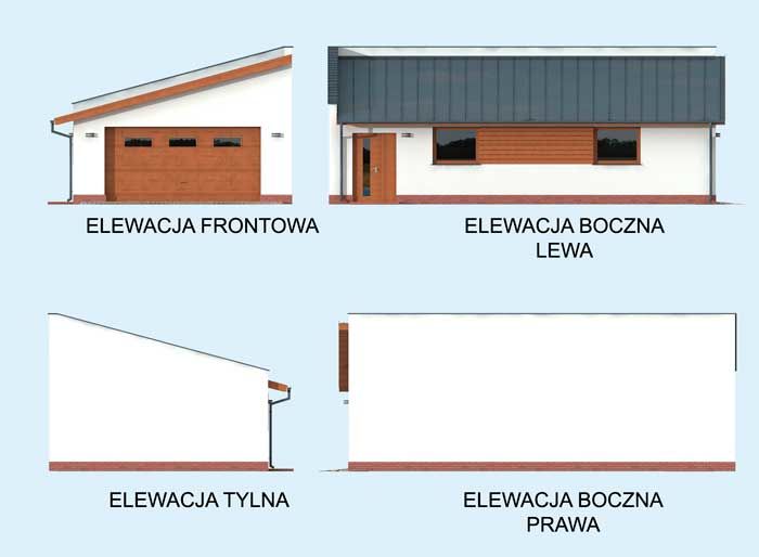 Wizualizacja PT G318 szkielet drewniany garaż dwustanowiskowy z pomieszczeniem gospodarczym CE