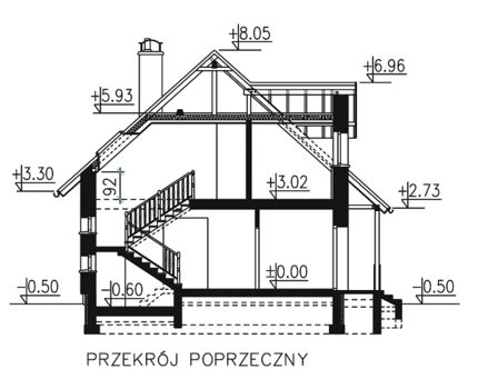 Przekrj PWD BW-17 z frontem poudniowym CE