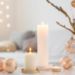 Christmas decorations with candles at home